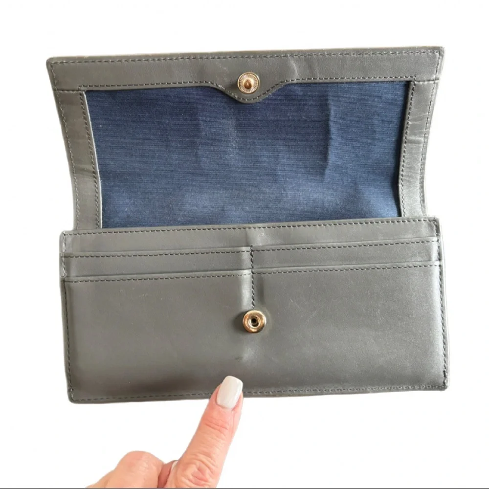 Cole Haan Vestry Slim Flap Wallet | Stormcloud Gray Leather VGC